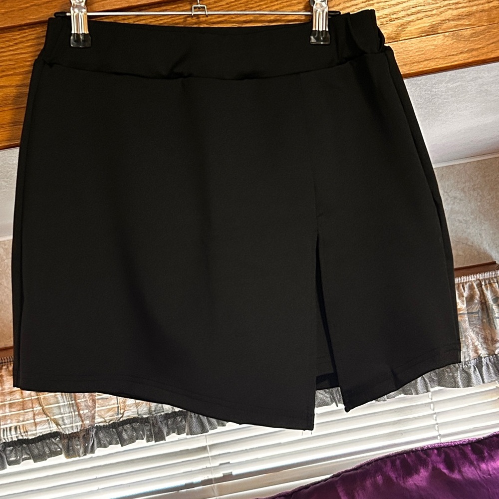 Black Mini Skort with Front Slit